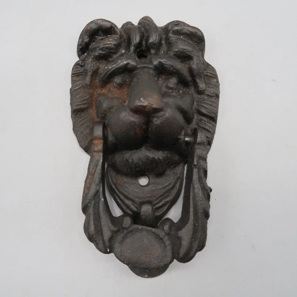 Vintage Lion Head Heavy Cast Iron Metal Door Knocker 6